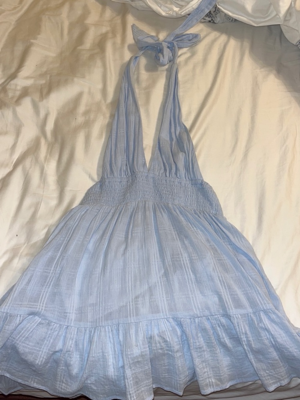 Cotton Candy Light Blue Halter Jumpsuit Romper
